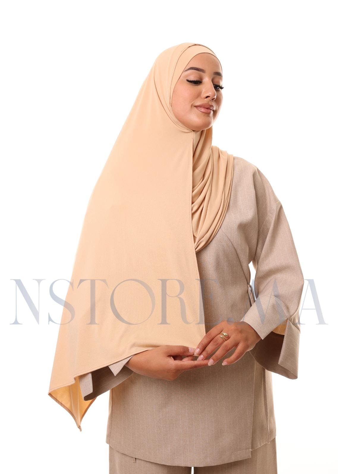 شال مزدوج - بيج غامق -