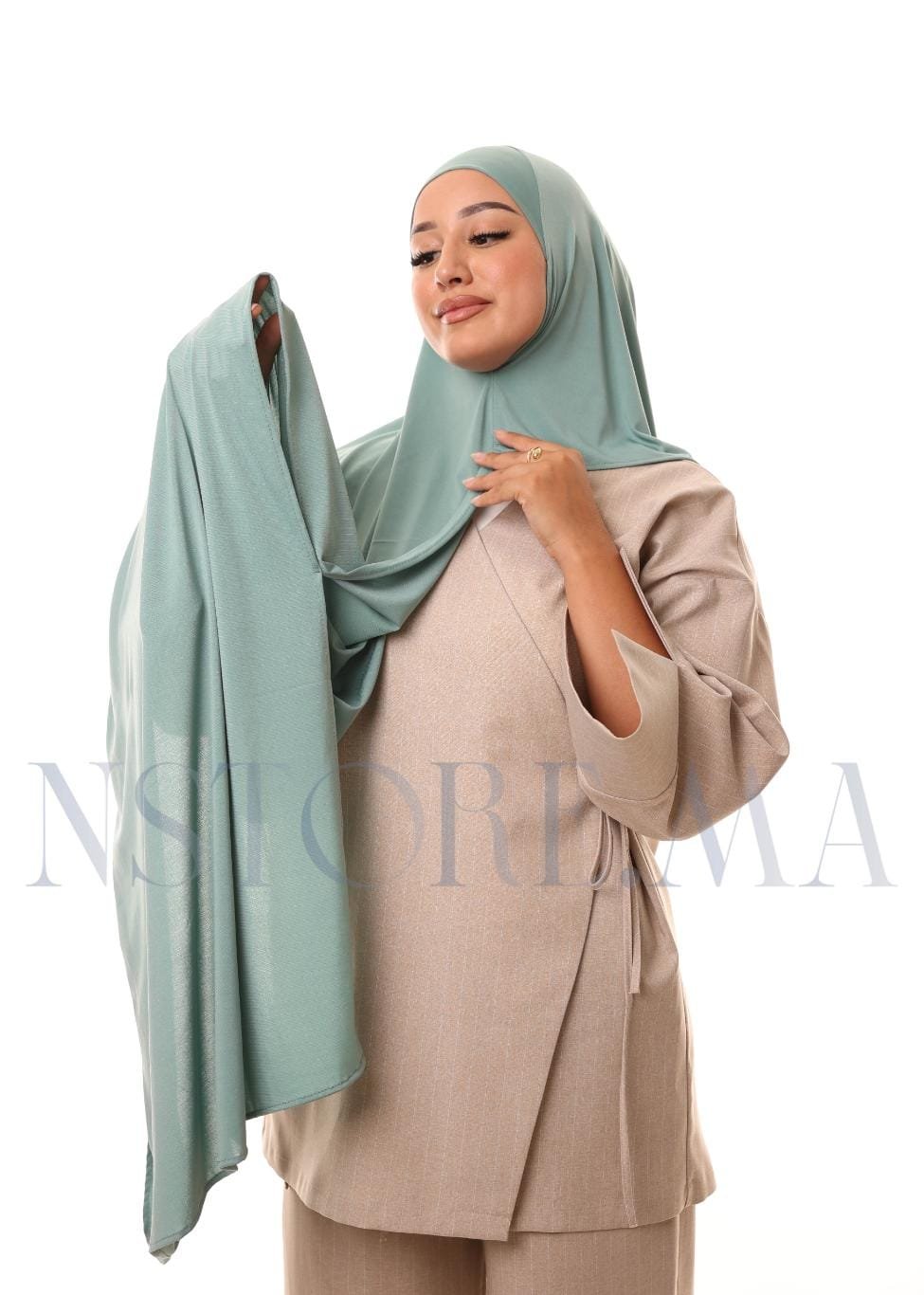 شال مزدوج أخضر مائي