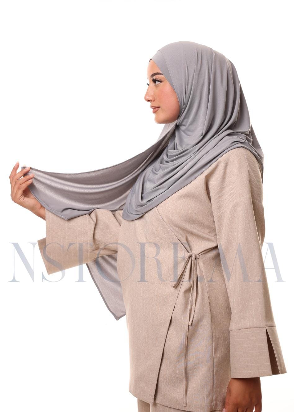 شال مزدوج - رمادي -