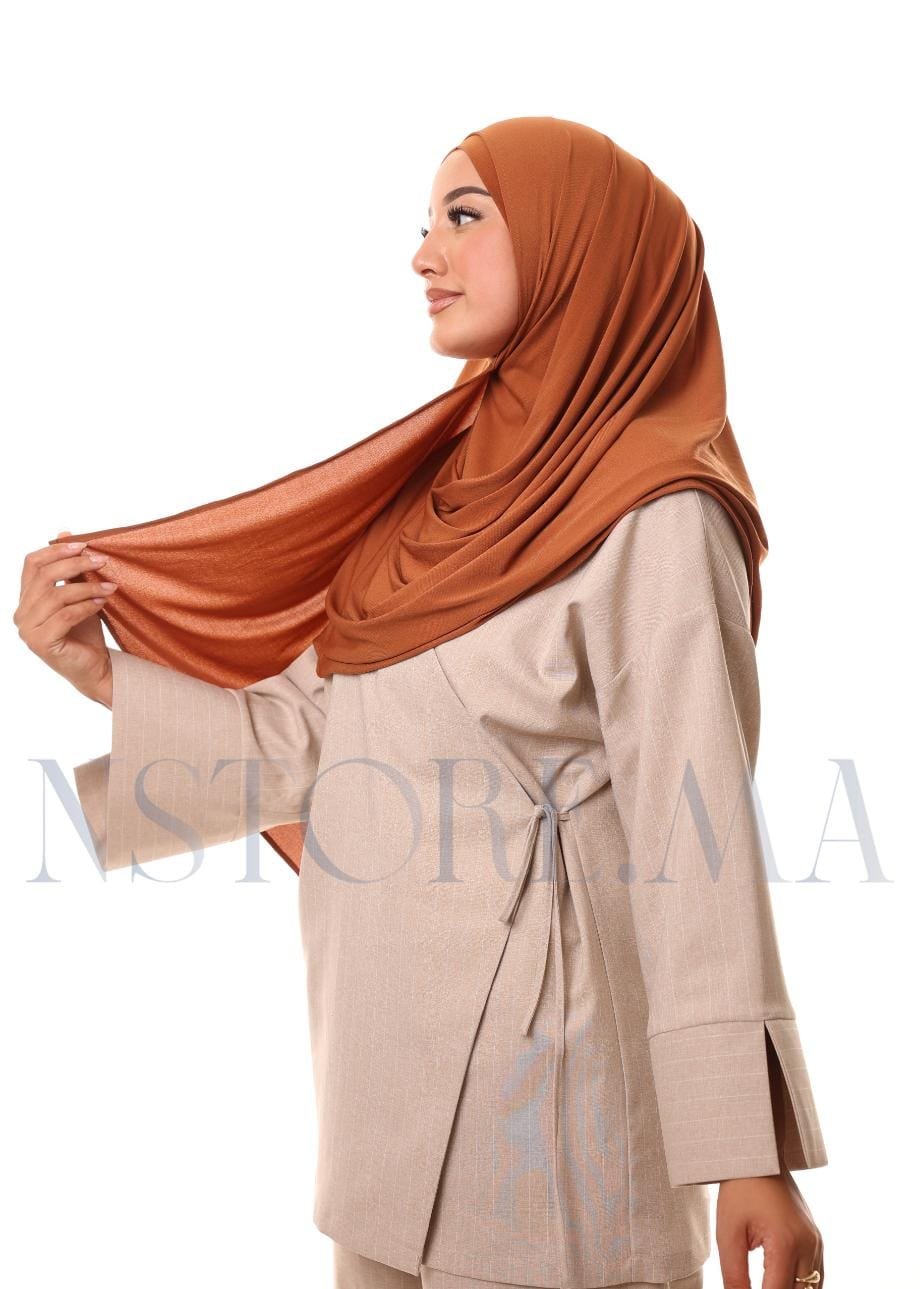 شال مزدوج - بني كراميل -