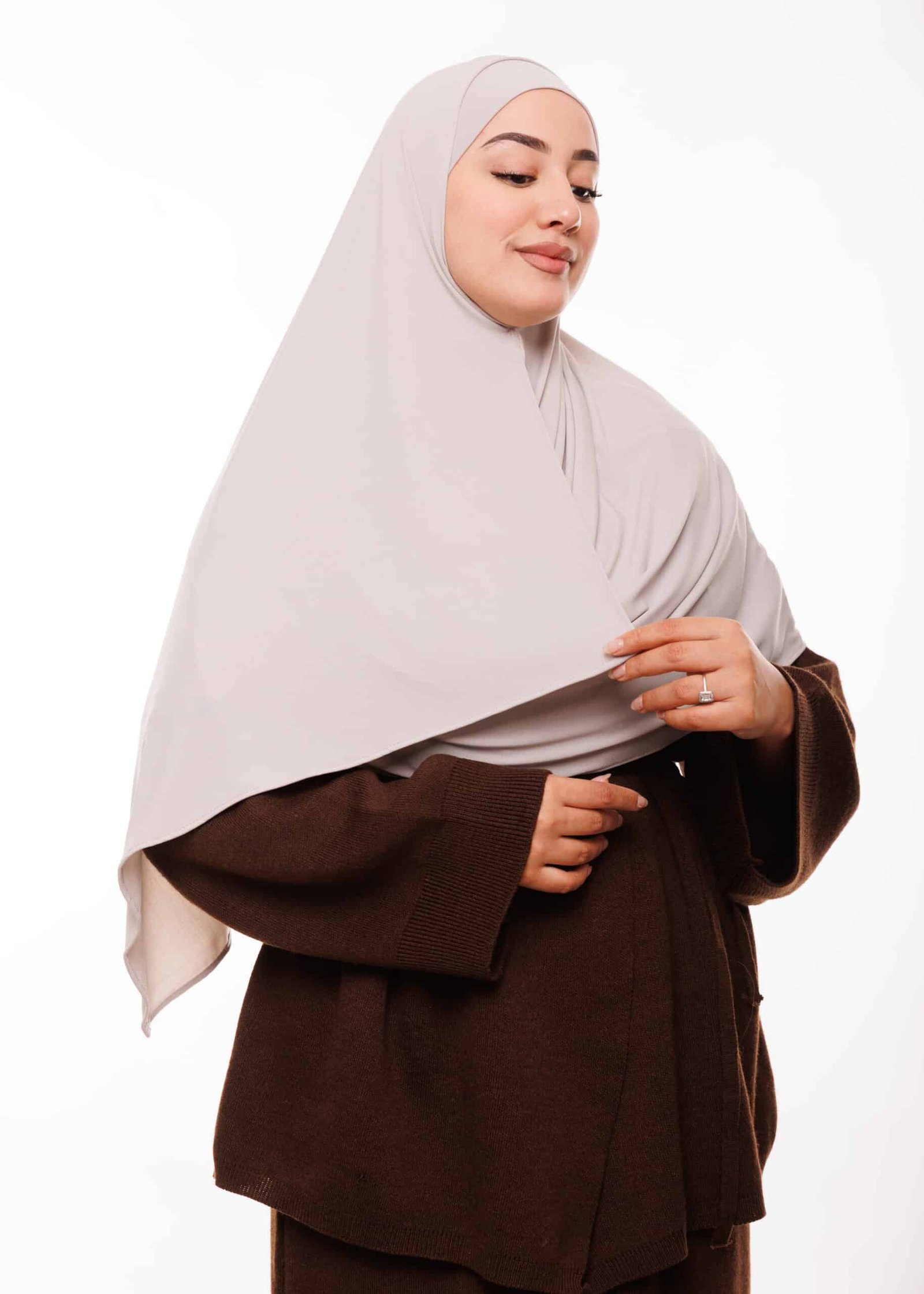 شال مزدوج - رمادي فاتح -