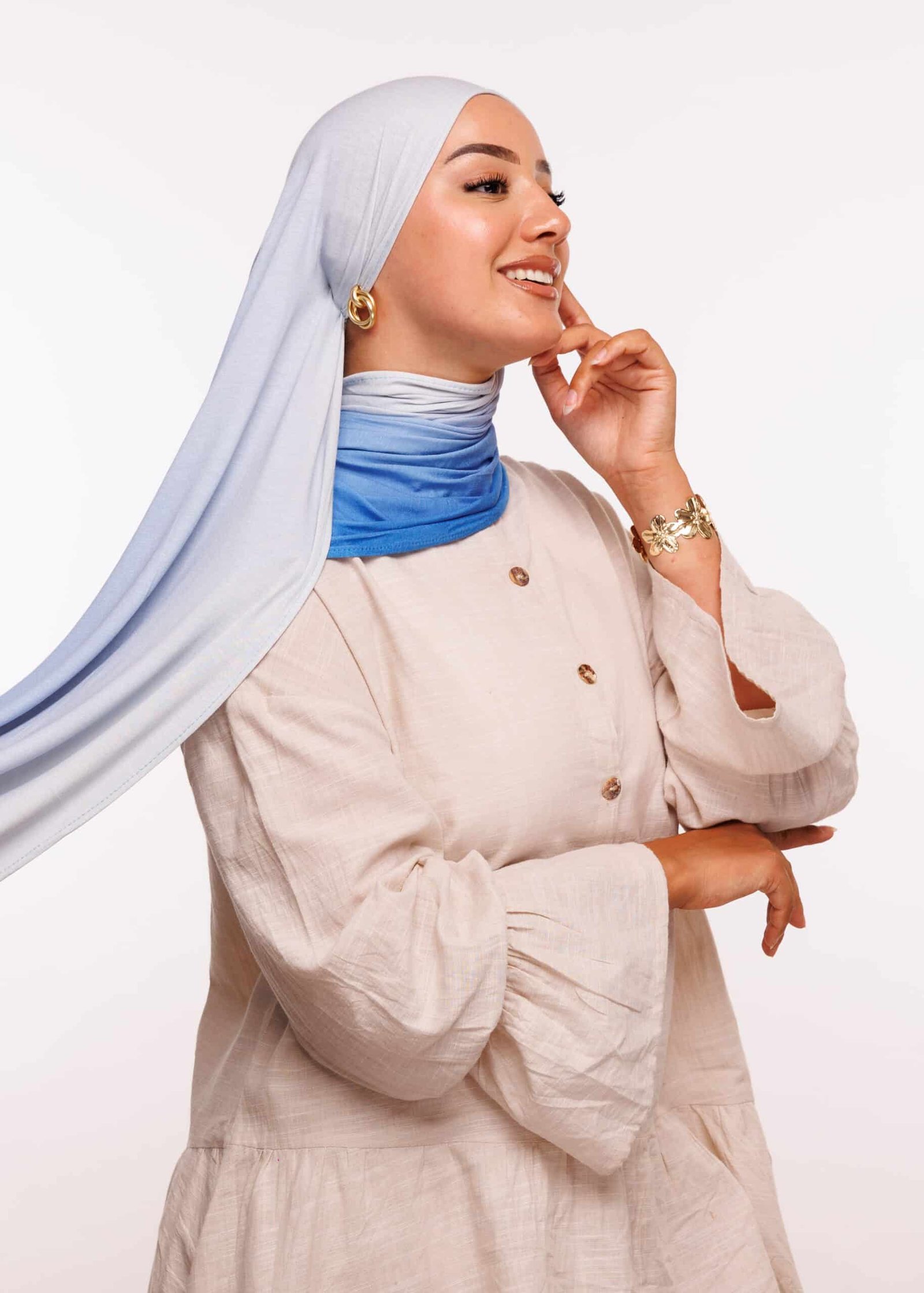 شال ليكرا ديڭرادي - أزرق فاتح -