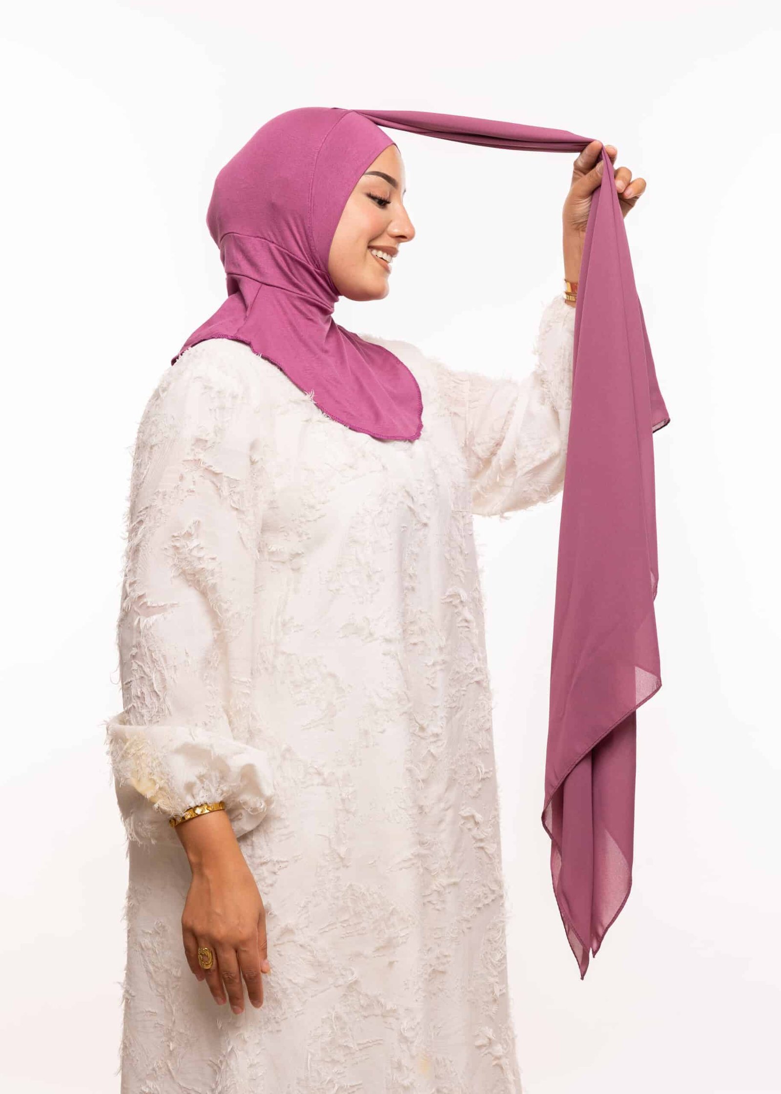 شال كريب حريري بالبوني " النينجا " - بنفسجي