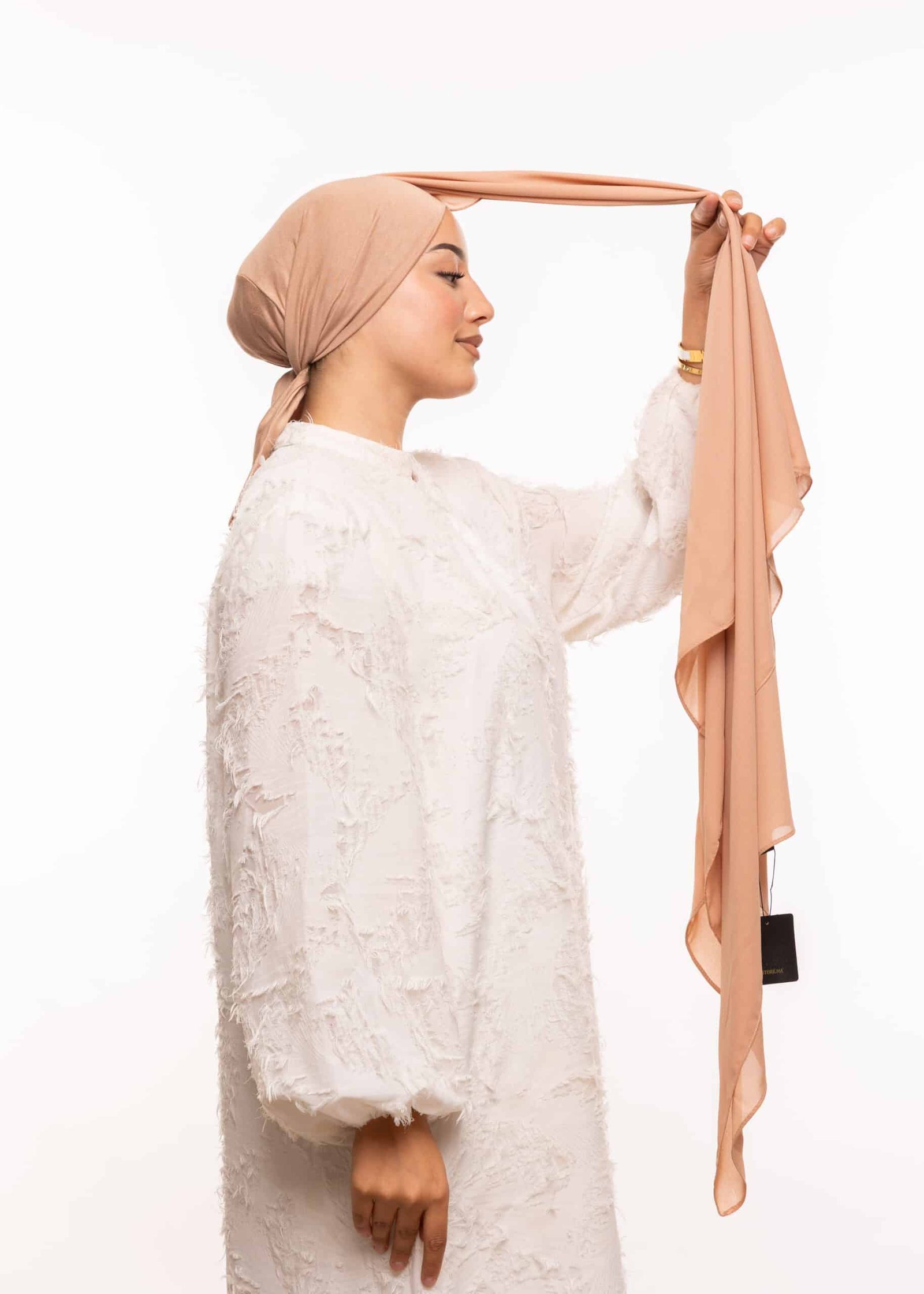 شال كريب بالبوني يربط من الخلف - نحاسي