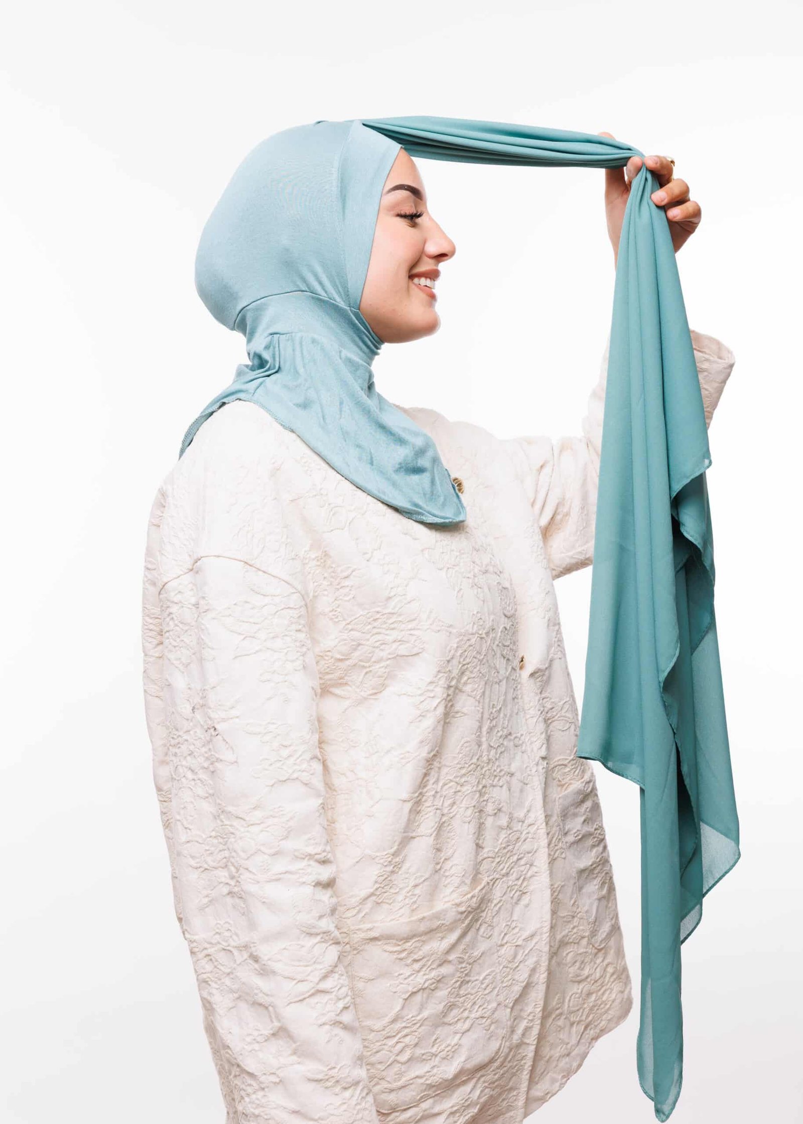 شال كريب حريري بالبوني "النينجا" - أخضر مائي