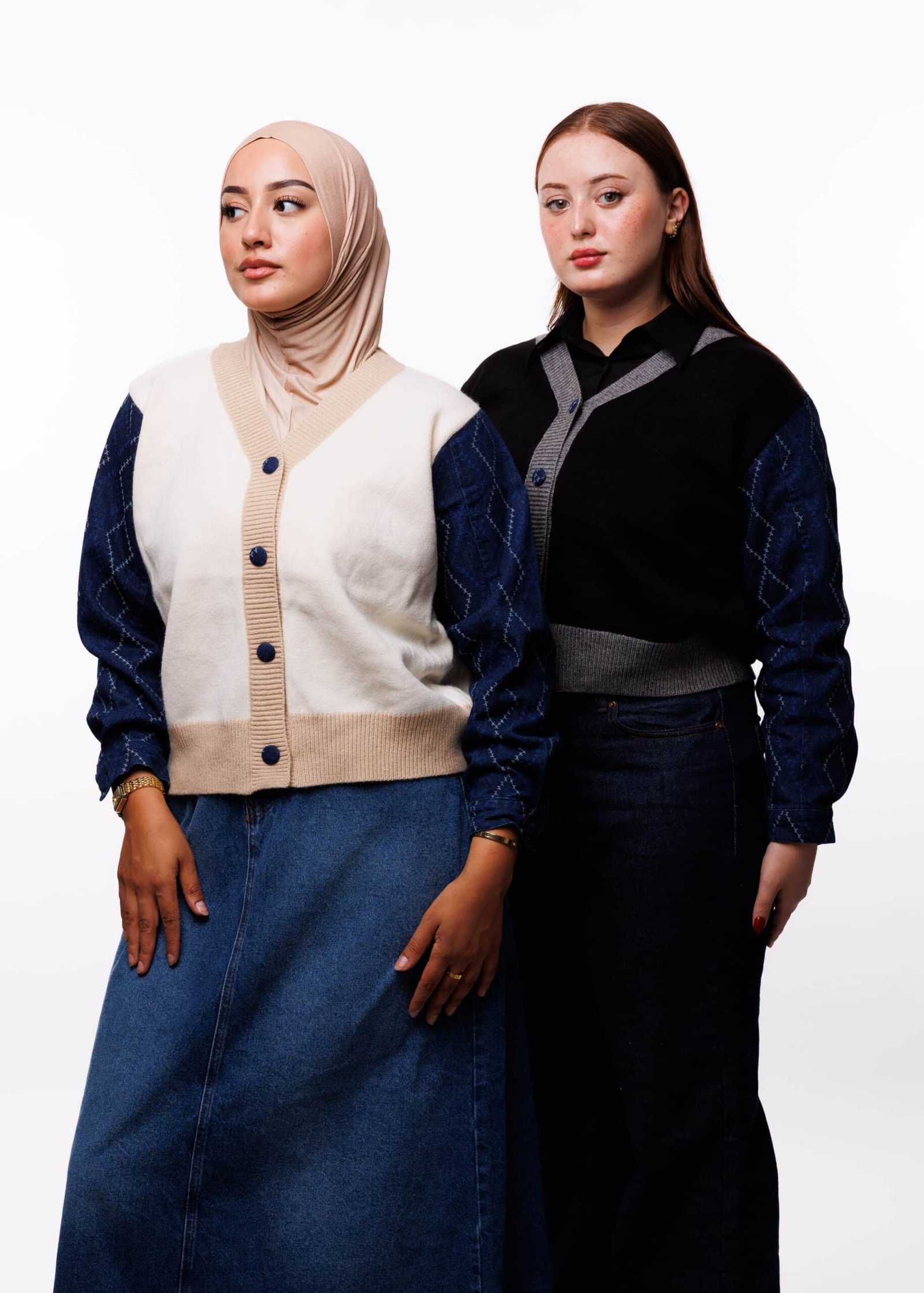 سترة صوفية بأكمام الجينز - JS105