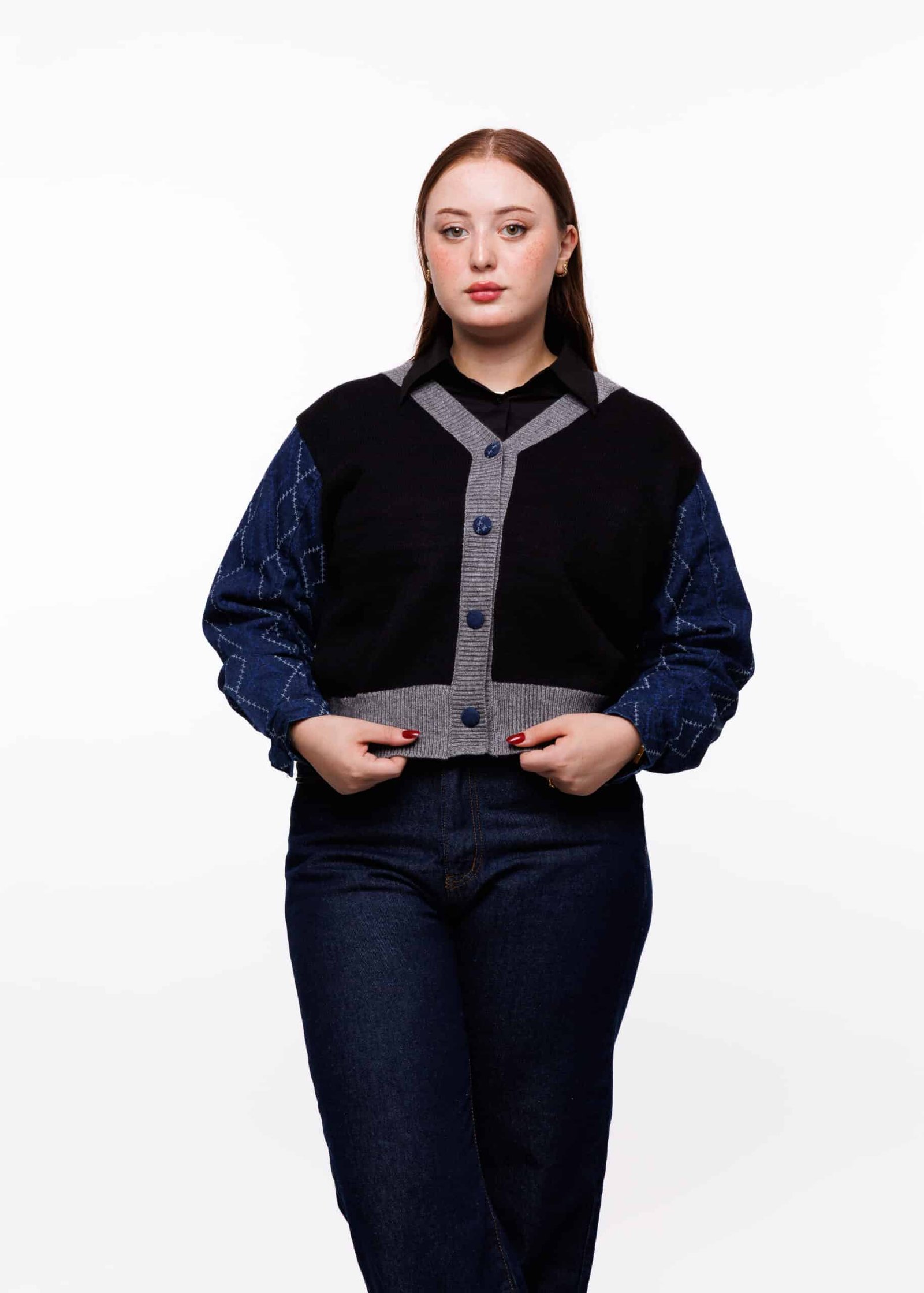 سترة صوفية بأكمام الجينز - JS105